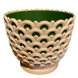 NEW! Unused Vintage Regalo White Green insert Lattice Planter 7” NOS 1990s